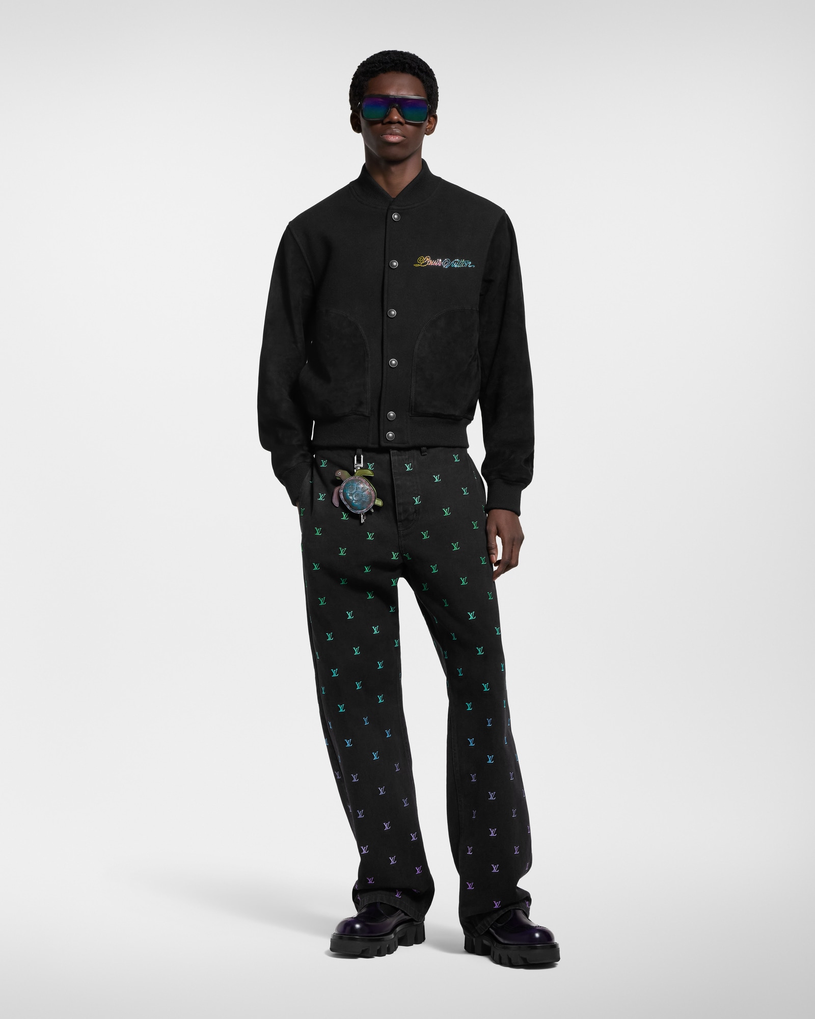 LV Blason Gradient Embroidered Denim Skate Pants - Men